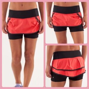 Lululemon Rare RUN: Speed Squad SKIRT! Twisted Stripe Flare ( Red) sz.4